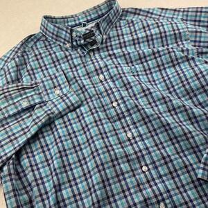 Ariat Pro Series Men Dress Shirt XXL Blue Plaid Cotton‎ Western Button Vent